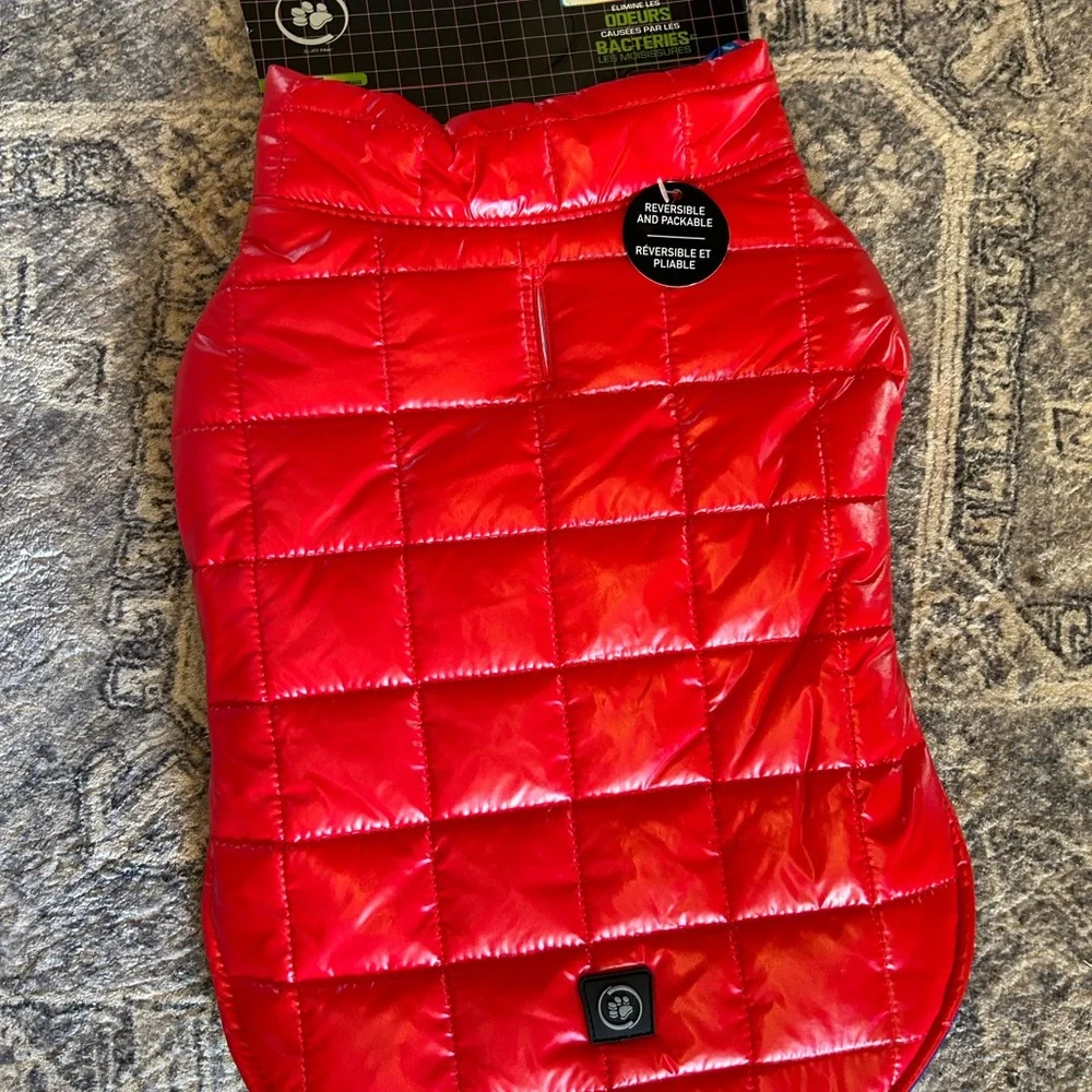Red Quilted Dog Jacket reversible medium